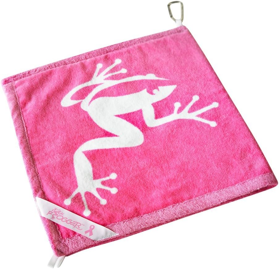 Frogger Amphibian Golf Towel with Wet and Dry Technology, Pink - Golf Bag Accessory for Men and Women with Carabiner Clip
