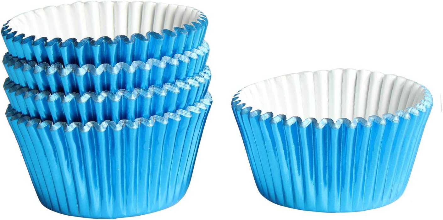 Blue-Foil Cupcake-Liners Paper-Baking-Cupcake,for different Parties, Weddings,Standard Sized(pack of 100） …
