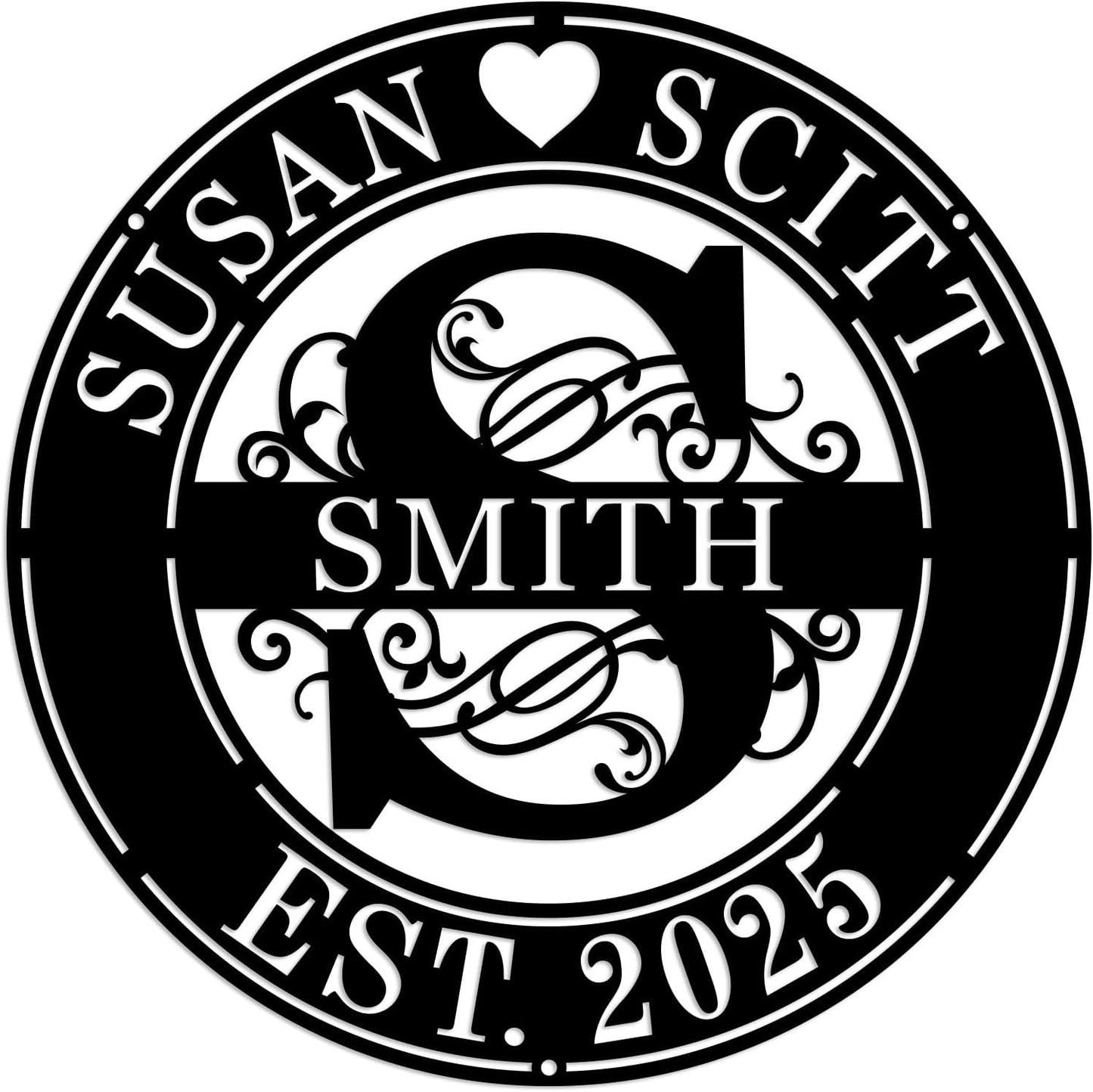 Personalized Wedding Gifts House Warming Gifts New Home Last Name Signs for Home Monogram Wall Decor Custom Metal Name Sign Monogram Gifts Wedding Gifts for Couple Metal Wall Art