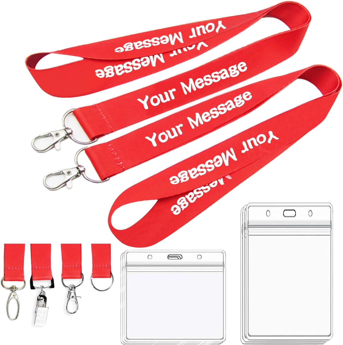 30/50/100/5000... Pcs, Custom Personalize Lanyards for Men and Women, Customize Text and Logo, Personalized Neck Lanyard for ID Card Badge Holder, Key Keychain, Teacher, Office, Business etc