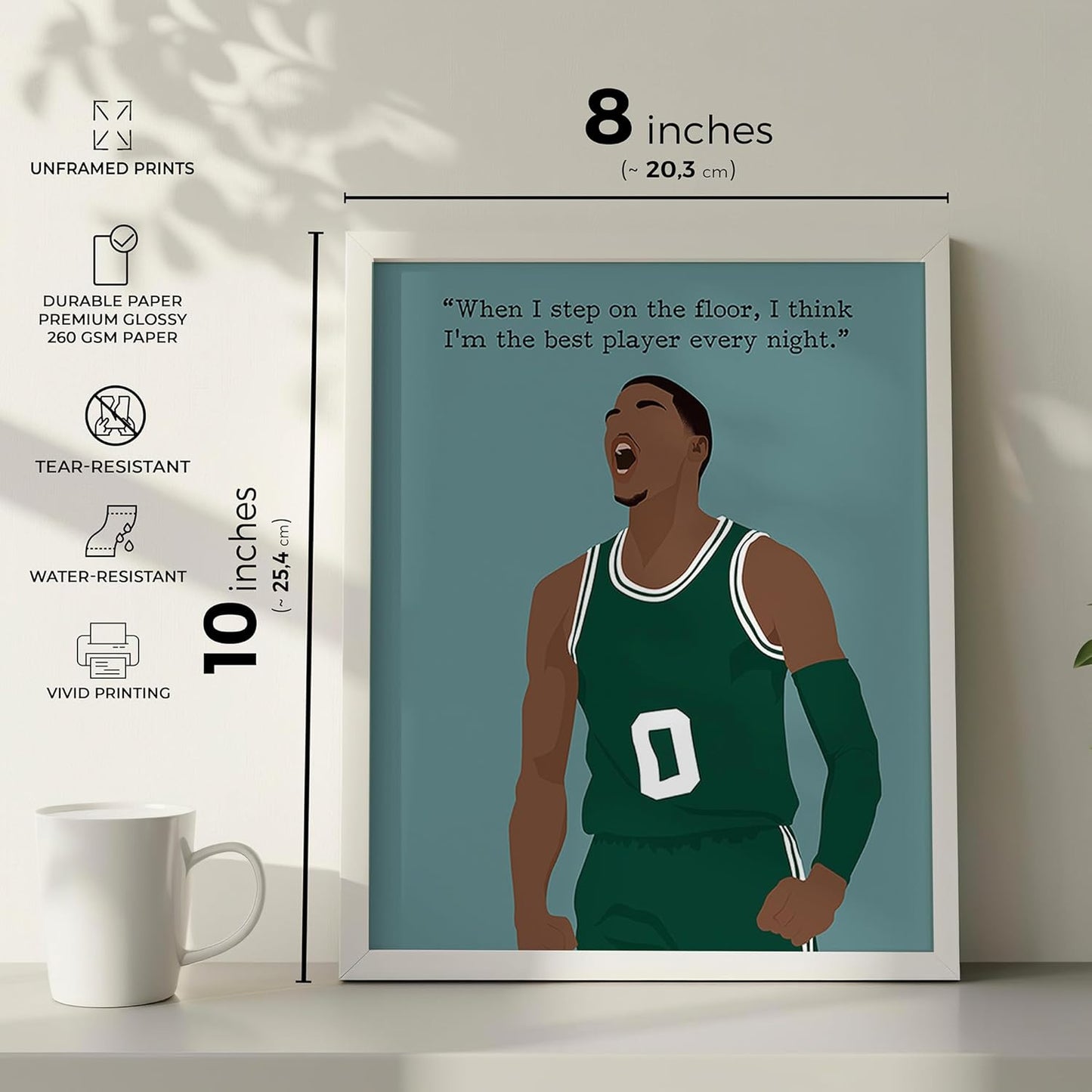 LOLUIS Motivational Basketball Superstar Hand-Drawn Artwork Sport Quote Wall Art Decorations (Unframed 8"x10", Basketball Player 9)