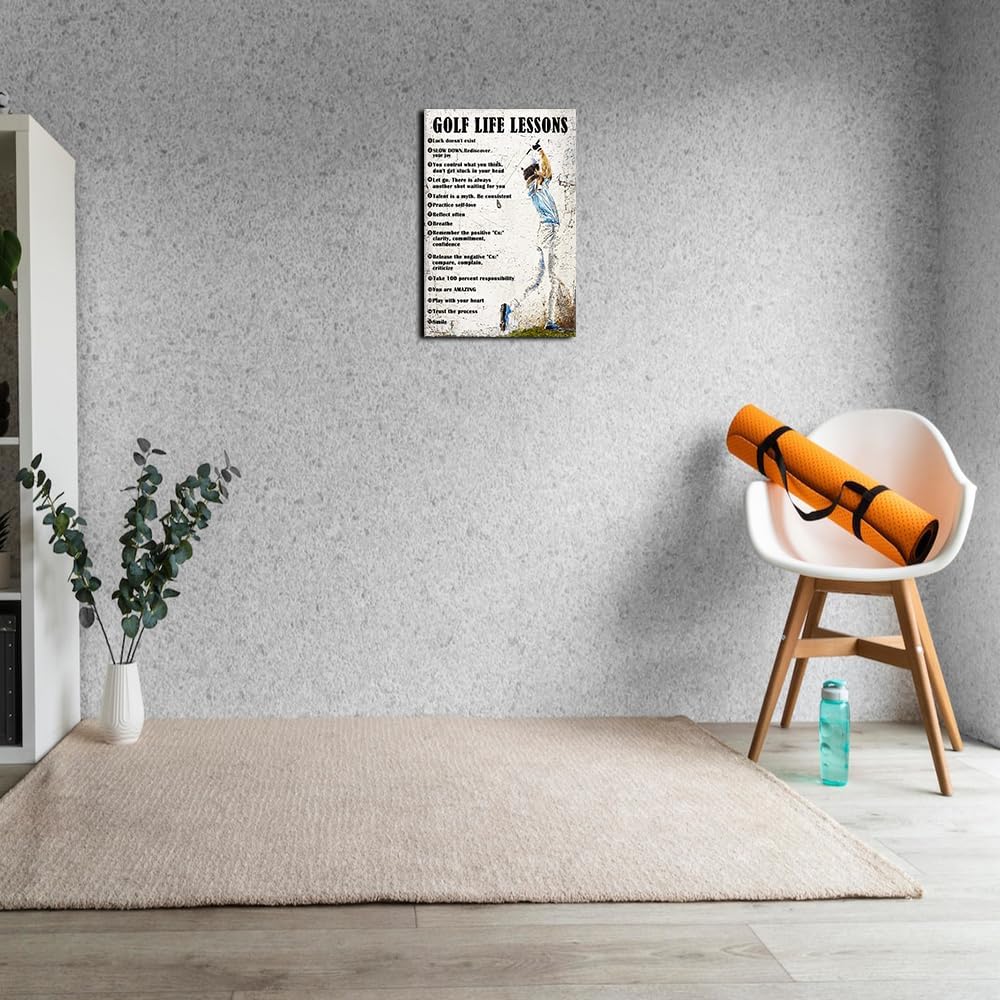 Strofupp Golf Wall Art Inspirational Quotes Life Lessons Poster Framed Sport Picture Wall Decor Golf Poster 12x18 inches