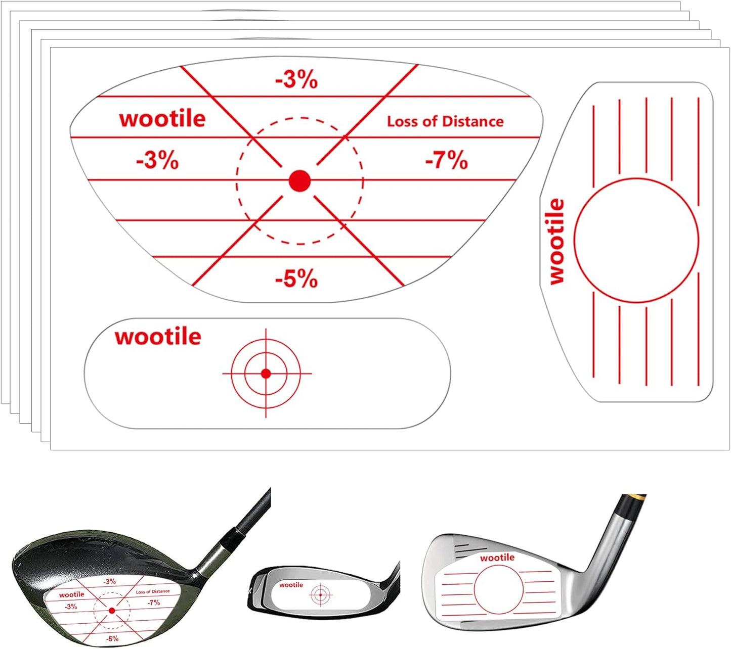 Golf Driver Impact Tape Labels 180Pcs Golf Impact Stickers Golf Clubs Labels for Swing Training Irons and Woods Iron Ball Hitting Recorder Standard Irons Woods Sticker,Training Aids for Swing Practice
