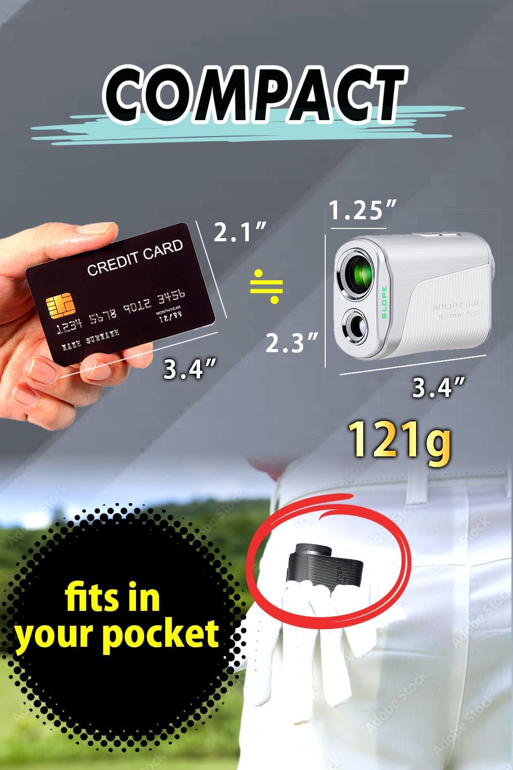 NINJOR GOLF(Ninja Golf) NJ Mini Series Golf Range Finder with Slope Switch and Pin Lock Laser RangeFinder Max1000YD