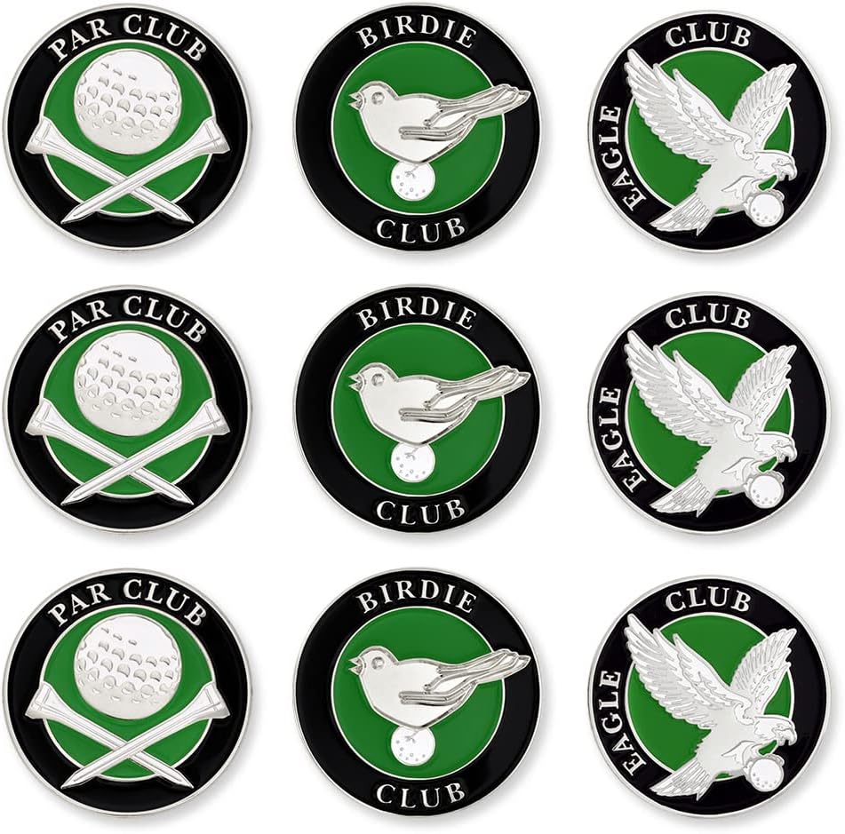 PinMart’s Mix Bundle Pack of 9 Golf Ball Markers - Golf Accessories for Men and Women – United States Eagle and American Flag Magnetic Ball Markers Set of 9