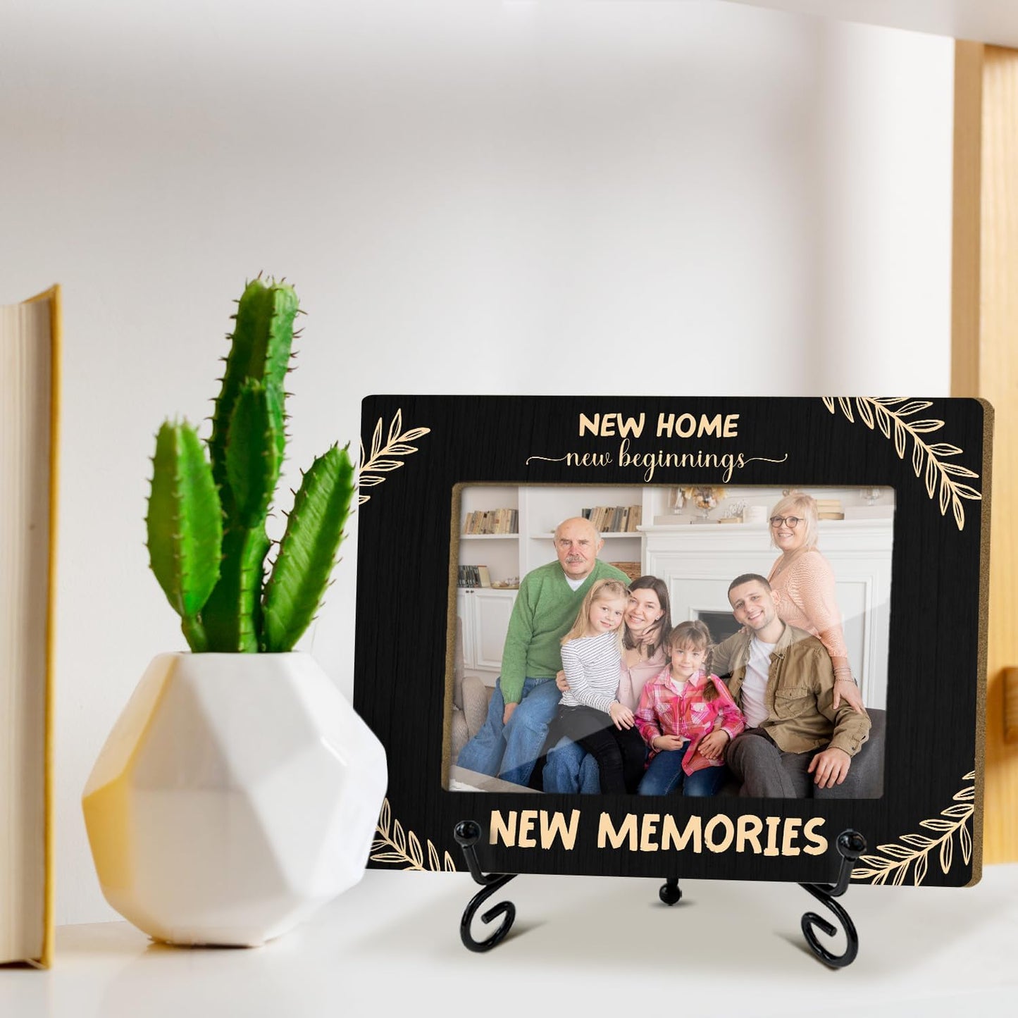 Family Picture Frame, Wooden Photo Frame with Stand, New Homeowner Gifts for Women Men Couple Family Sister Bestie, Home Office Desk Decor Photo Frame Tabletop Display -xk34