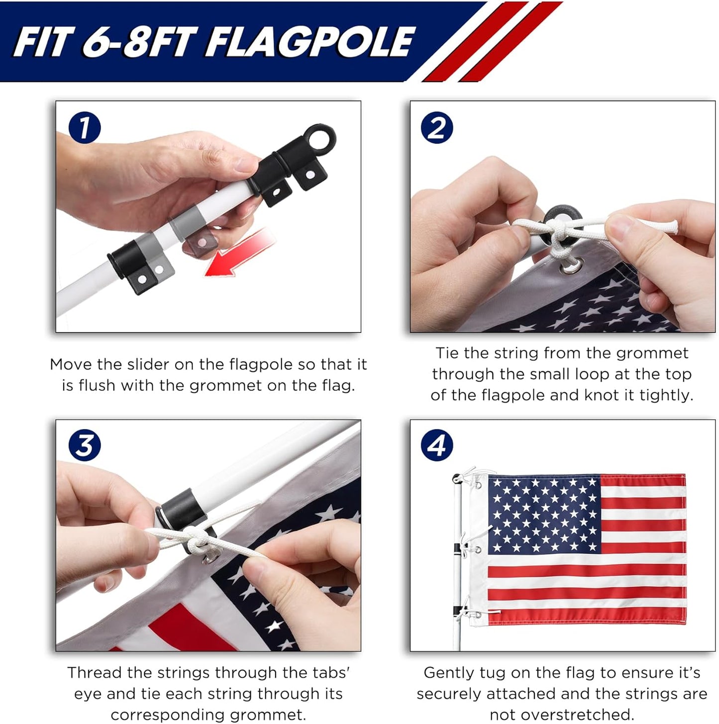 KINGTOP USA Golf Flag 20x14 Inch - Brass Grommets, Dual-layer 420D Nylon, Double Sided Printing - Standard Putting Green Flags for Backyard Practice, Golf Courses, Country Club, 1-Pack