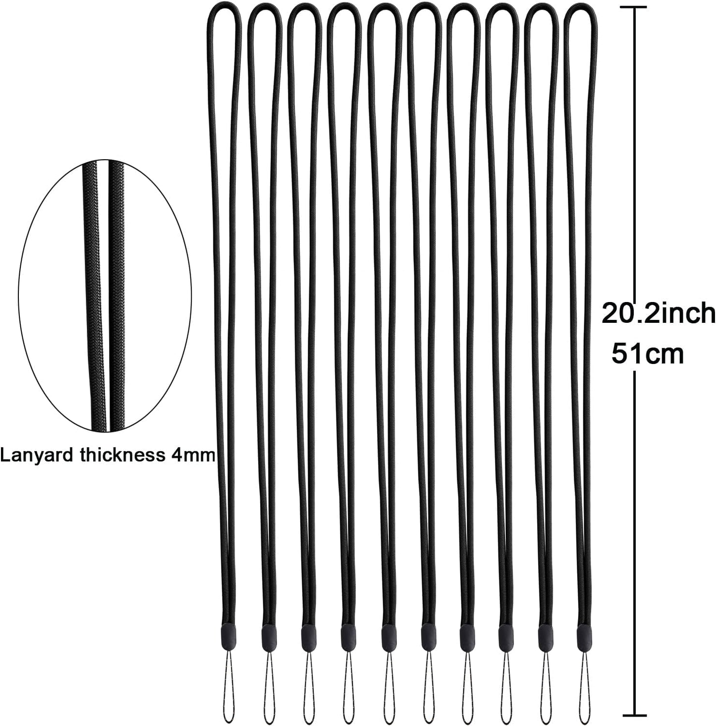 YOUOWO 10 Pack Lanyards Neck Office Lanyard Black Straps,For Pen Cellphone Whistles ID Badges Holder Keys Name Badges ID Card (10 Black - Combination 2)