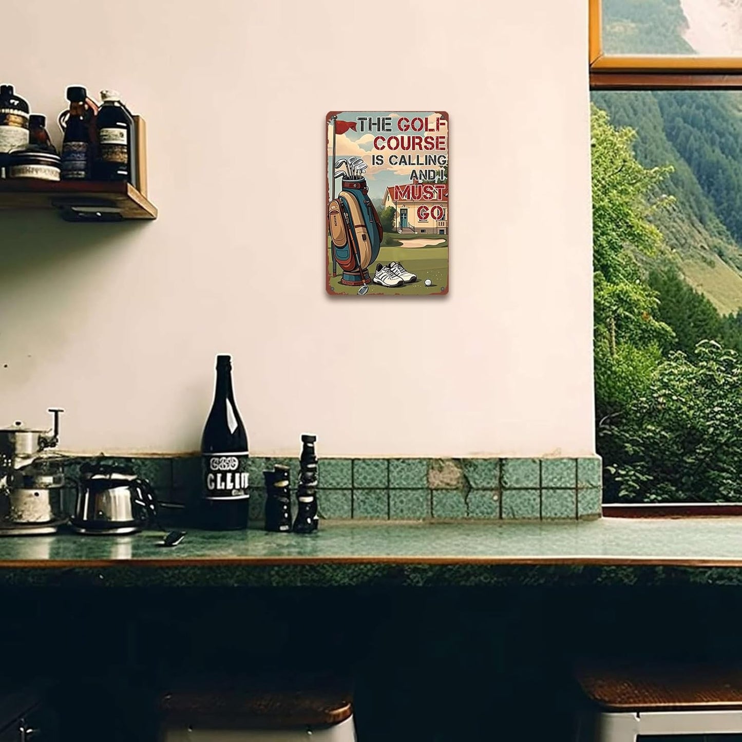 Golf Poster Golf Metal Tin Sign The Golf Course is Calling and I Must Go Poster Home Decor Garage Bar Restaurant Kitchen Cafe Bar Pub 8x12 Inch Wall Art Decor