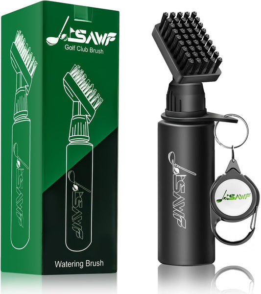 JOISAWF Golf Club Cleaner Brush with Water - 7.5” Pro Golf Groove Cleaner, Leak-Proof Design, 4 Oz Water Bottle & Retainer Clip - Essential Golf Accessories for Men & Women