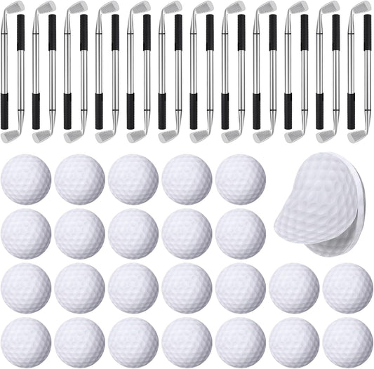 Jspupifip 48 Pcs Golf Party Favors Set 24 Golf Ballpoint Pen and 24 Pads Golf Sticky Notes Golf Clubs Pens Golf Party Favors Funny Pen Golfing Club Props Black Gel Ink for Golf Birthday Party Supplies