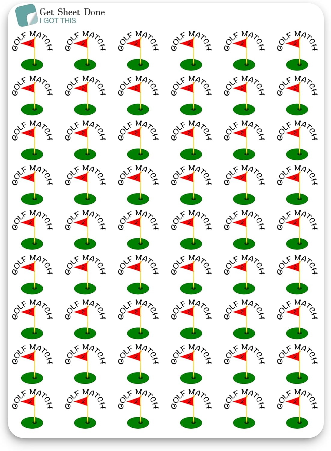 Golf Planner Sticker / 54 Fun Vinyl Stickers (1/2”) / Sports Exercise Fitness Health Workout Game Reminder/Essential Productivity Life Planner/Bullet Bujo Journal (Matte Vinyl, 1 Sheet)