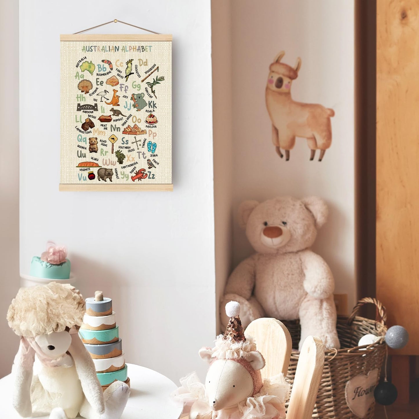 Boat Wades Australian Alphabet Poster Hanger Frame - Nursery Wall Decor, Australian Animal Alphabet ABC Educational Wall Art Decor for Toddler Kids Room Playroom Classroom Nursery, 12x16 Inch