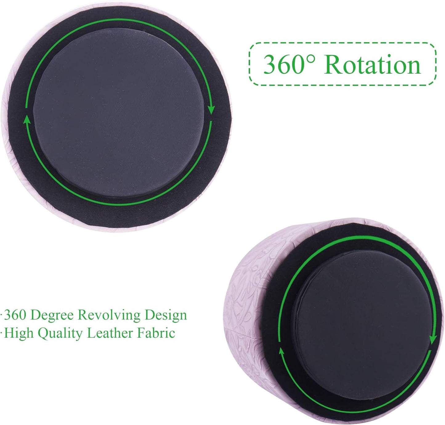 Hennaja Round Leather Art Supply Organizer,Remote Control Holder,360 Degree Spinning,Multi-Functional Pencil Holder,4 Compartments Desktop Stationary Organizer(1-Carved Purple)