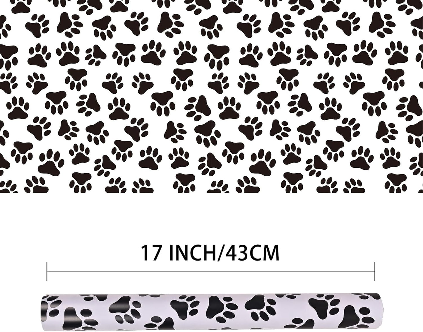 Vnaeem Paw Wrapping Paper Roll - Mini Roll - 17 Inch X 33 Feet - Dog Cat Wrapping Paper for Birthday, Baby Shower,Christmas, Holiday, New Year, Party, Celebration