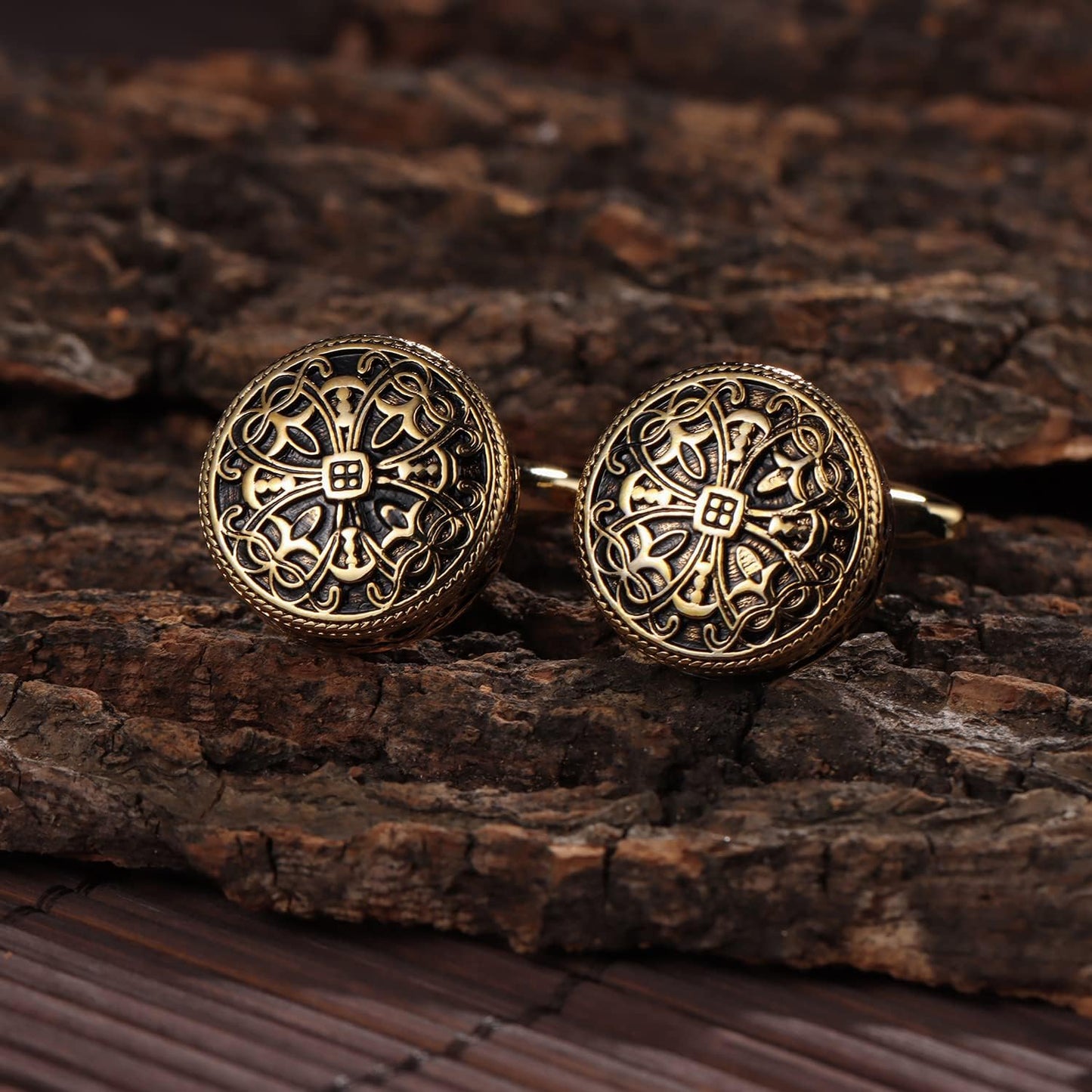 HAWSON Cufflinks and Studs for Men-Fashion Men Vintage Enamel Carbon Fiber Tuxedo Shirt Cufflinks and Studs Set for Regular Wedding Business Accessories