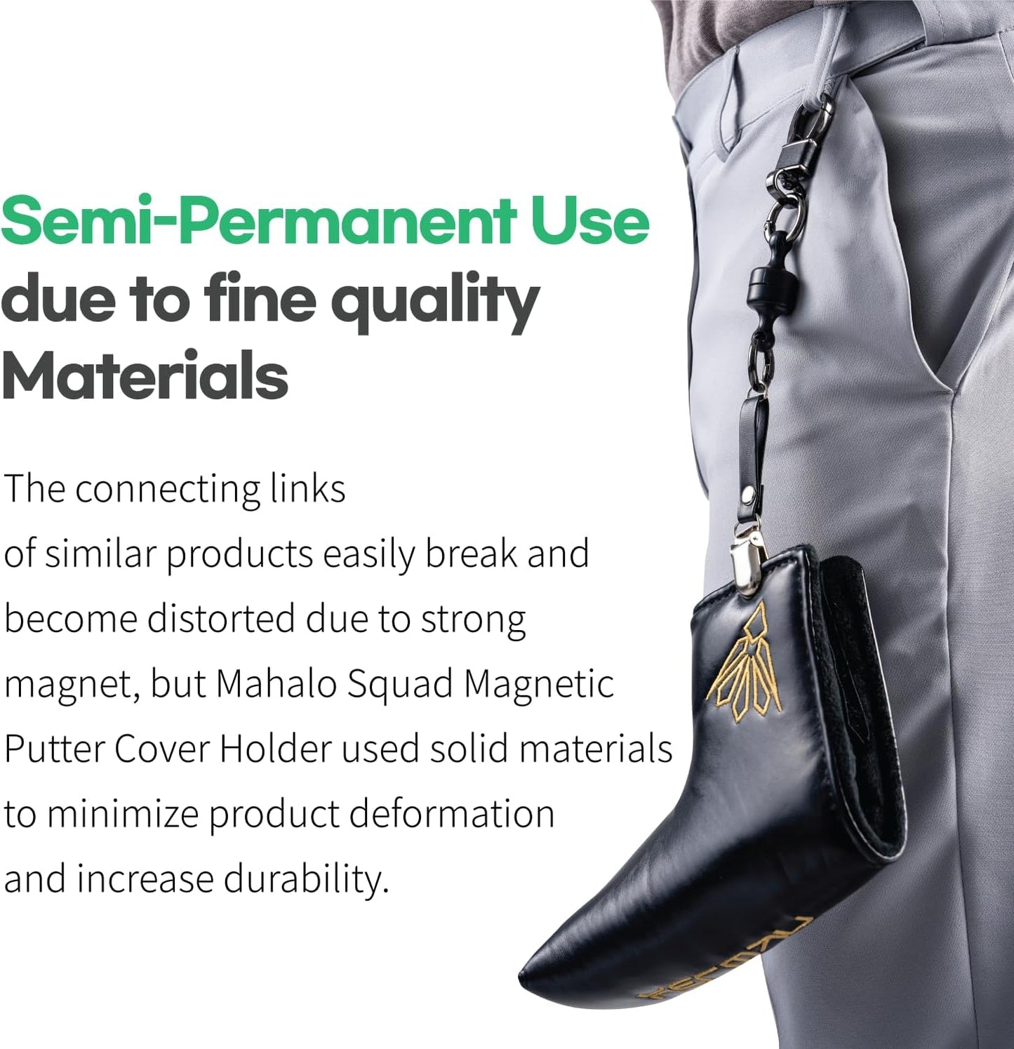 Magnetic Golf Putter Cover Holder | Versatile Use Golf Towels, Clothing & Accessories for Men & Women | Durable Headcover Keeper Leash with Strong Magnets