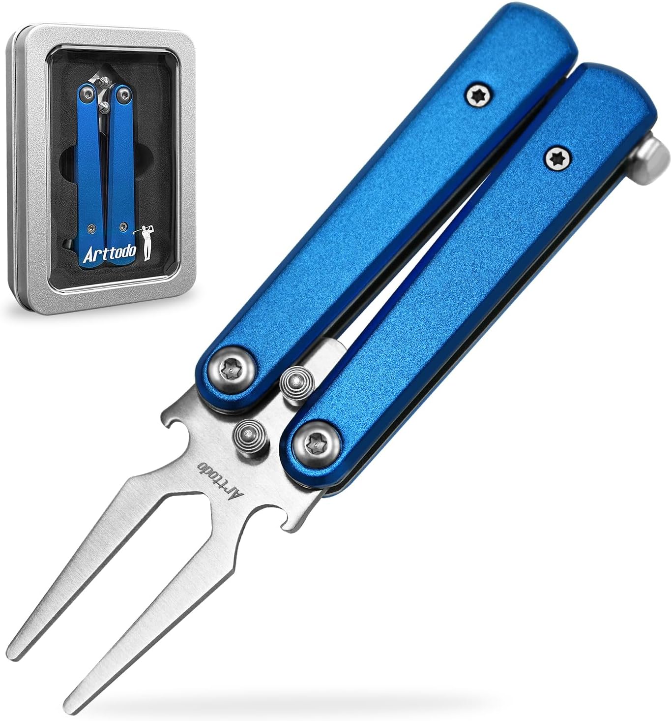 Golf Divot Repair Tool, Stainless Steel Foldable Divot Tool & Golf Divot Tool with Bottle Opener, Golf Accessories for Men and Women