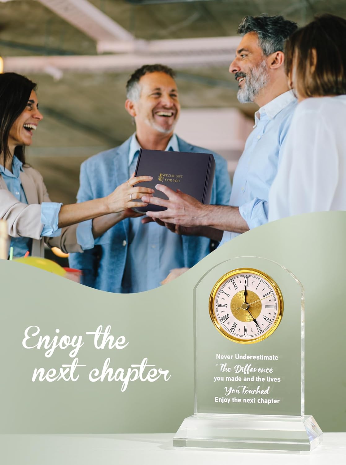 DEEWISH Retirement Gift for Women Men Quartz Desk Clock Plaque Gifts, Coworker Gifts Going Away Gift Leaving Gifts Congratulations Retired Gifts for Boss Leader Friends Teacher