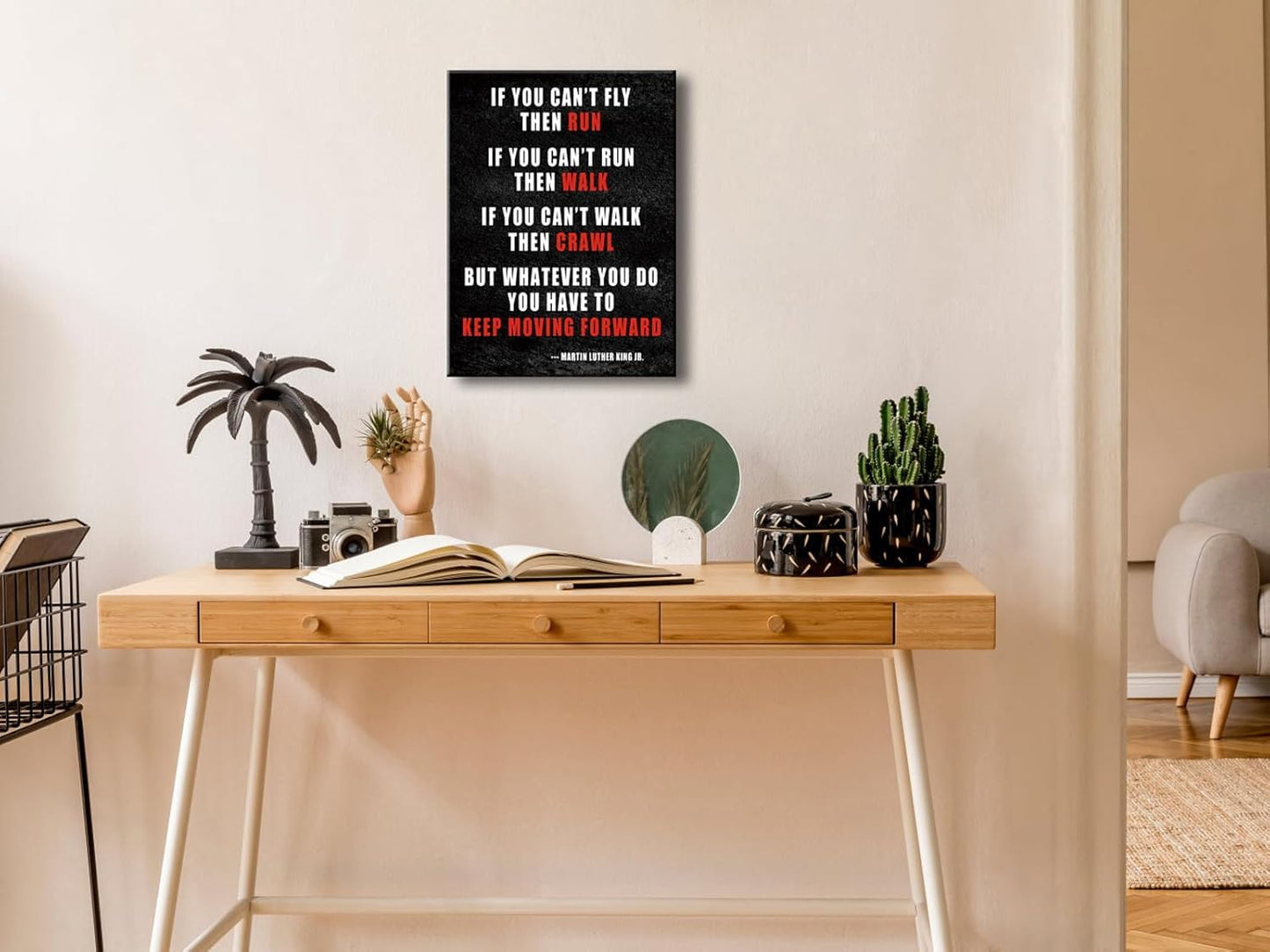 Pyradecor Keep Moving Forward Motivational Classroom Positive Quotes Inspirational Poster Canvas Prints Wall Art for Office Living Room Home Decorations