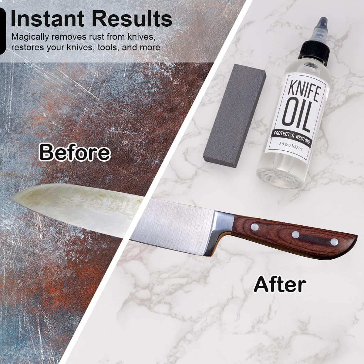 Knife Oil Rust Eraser Kit, Extra Large Rust Remover for Knives, Sword Maintenance Oil (3.4 oz) for Carbon Steel Blade, Cleaning, Protection And Lubricant Care Set