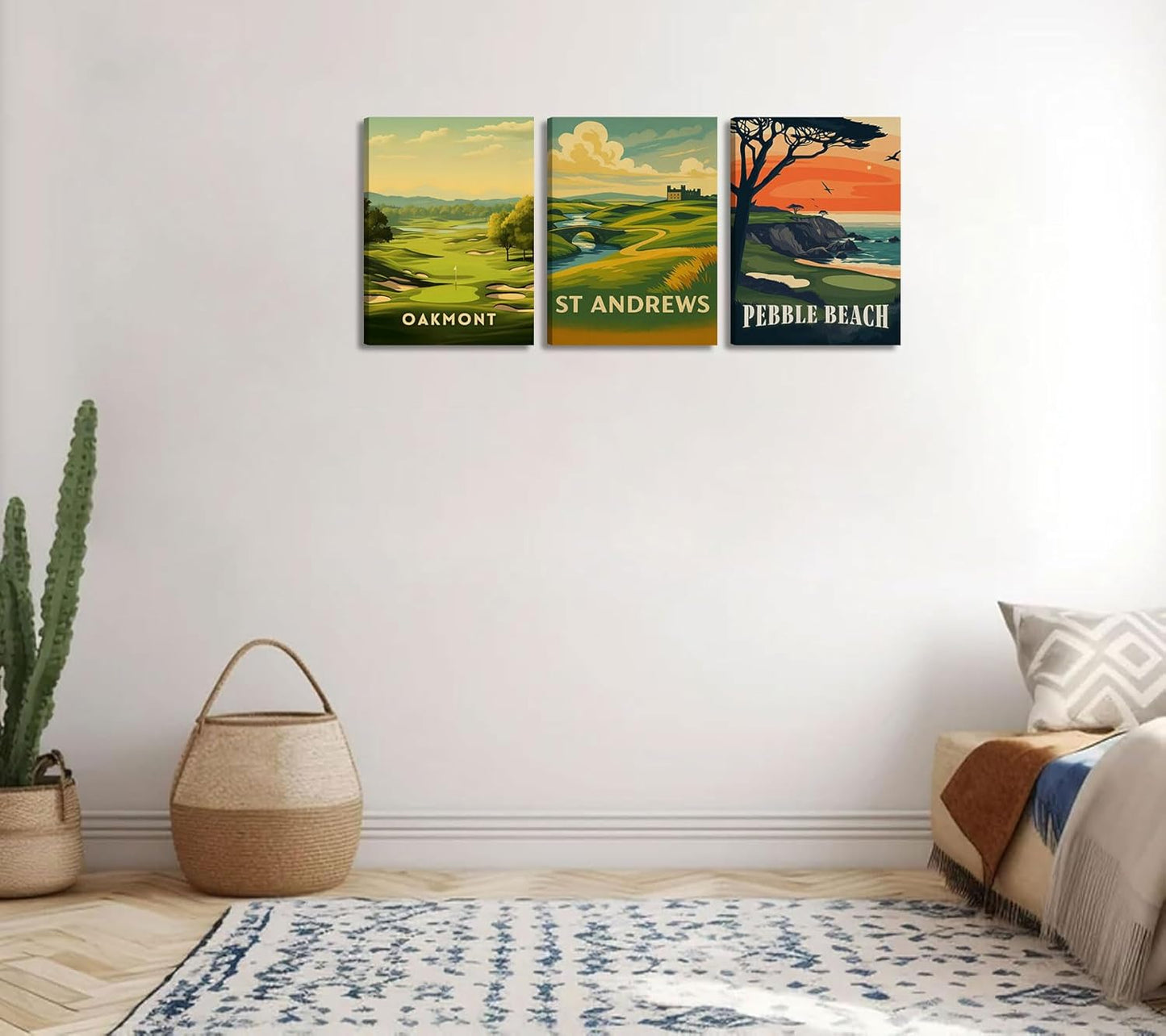 3 Pcs Golf Course Canvas Wall Art Country Club Sports Painting Picture Wall Decor Picturesque Golf Course Poster Print Artwork Of Modern Home Office Bedroom Gallery Living Room Home Home Decoration