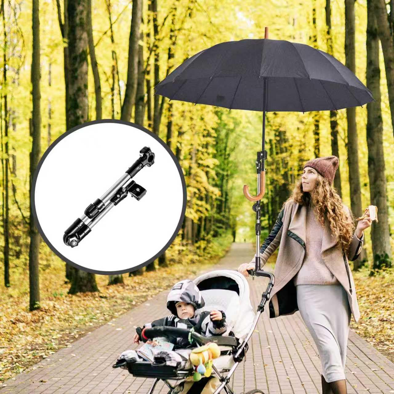 SHERY Adjustable Umbrella Holder Stand for Patio Outdoor Wrenches Universal Clip Wheelchair Umbrella Mount Holder for Stroller, Golf Cart, Beach Chair, Bicycle, Bleacher