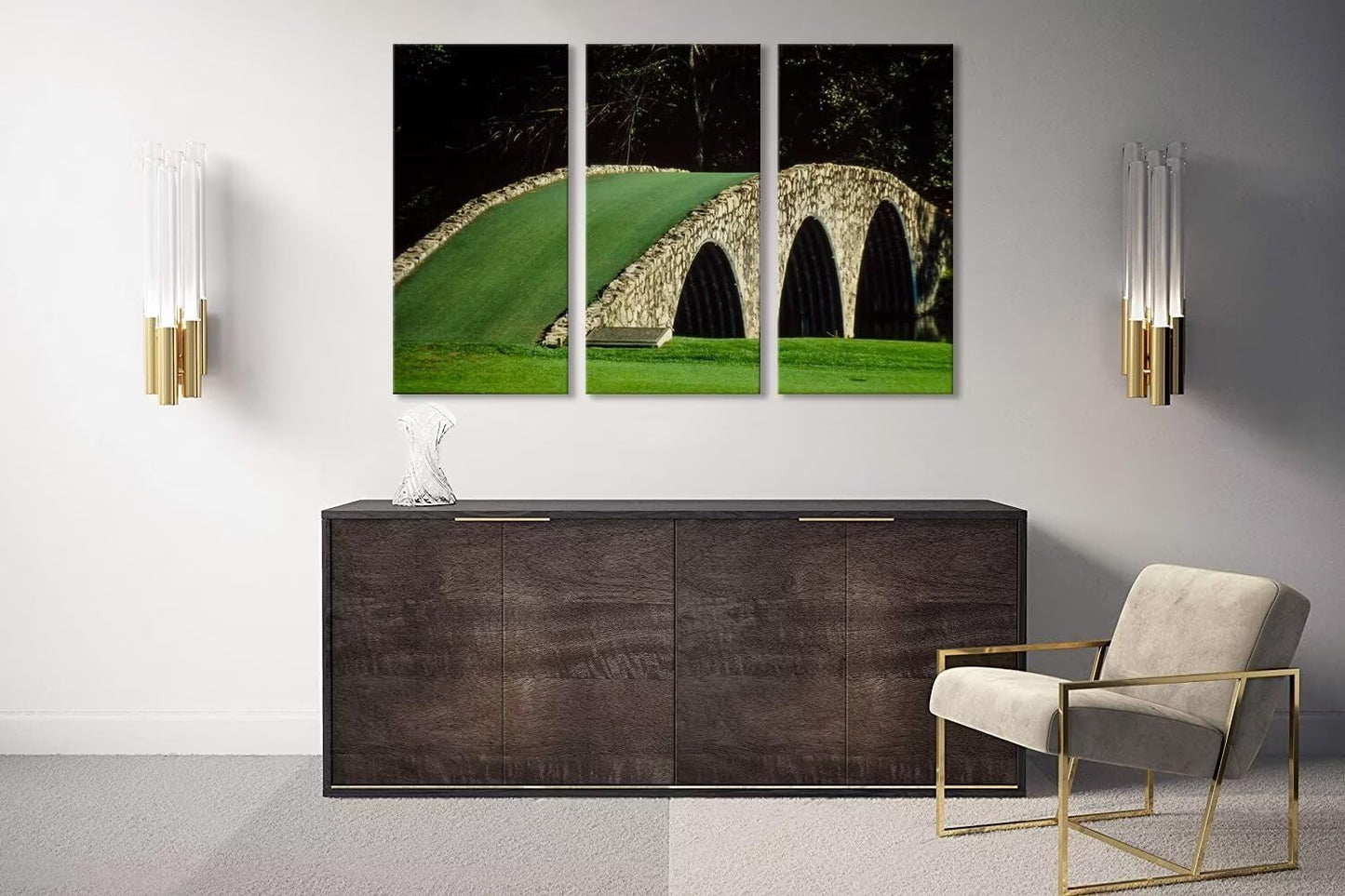 Augusta National Golf Course Wall Art for Living Room Bedroom Bathroom Home Decorations Golf Art Augusta Golf Course 12th Hole Pictures Posters Canvas Prints Framed Ready to Hang(12''W x 24''H x3)
