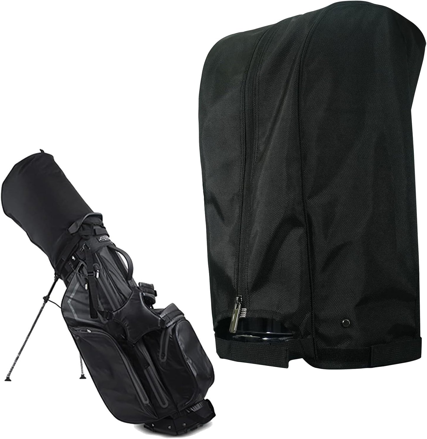 Golf Bag Rain Cover Hood with Snap Button, Universal 1680D Nylon Waterproof Material Dustproof Club Protector