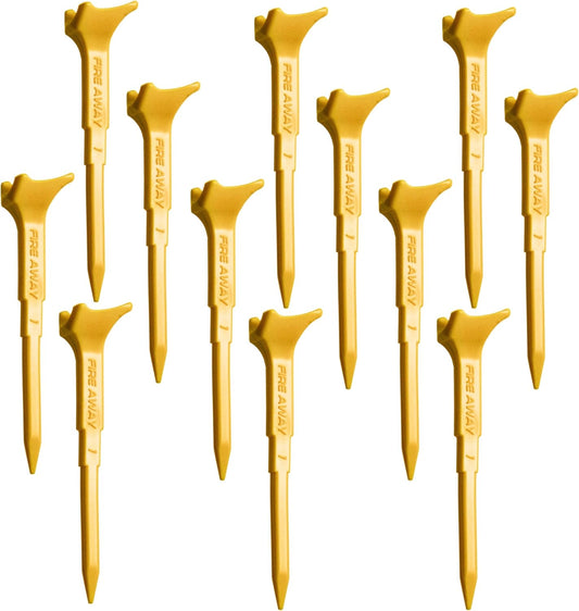 FIRE AWAY Premium Golf Tees, Reduced Ball Spin, Less Friction & Precision Height Markers for Perfect Trajectory, Made of Special Unbreakable Plastic Nylon Blend