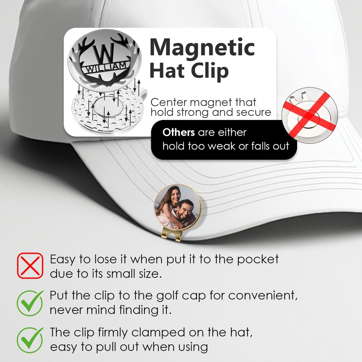 Personalized Golf Ball Markers with Hat Clip