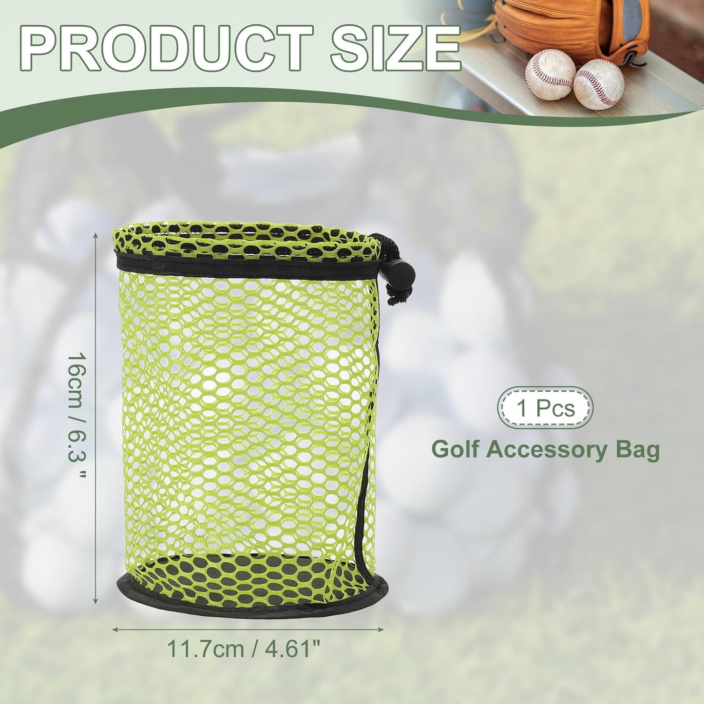 Golf Ball Storage Bag Nylon Mesh Golf Pouch with Adjustable Drawstring Closure for Outdoor Sports Supplies