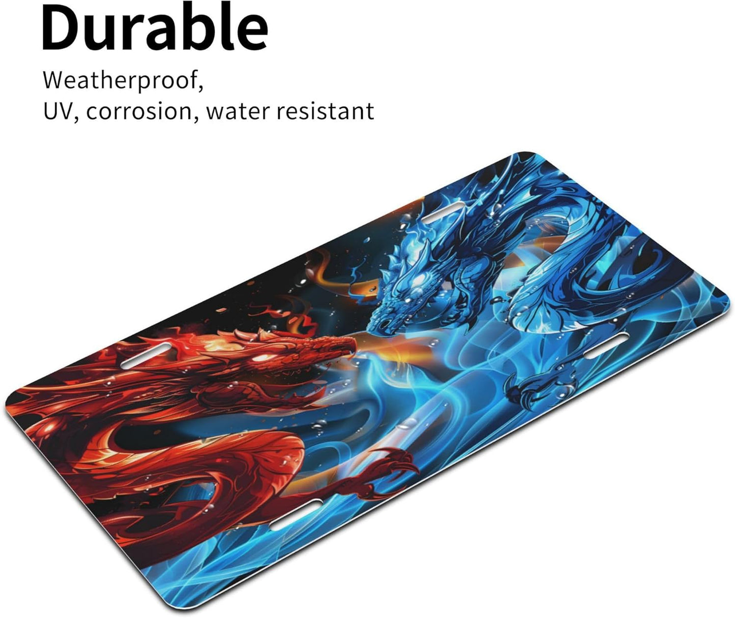 Custom License Plate Personalized Animal Dragon Funny Aluminum Front License Plates Decorative Rust-Free Metal Car Plate Covers for Women Men Car Tag Accessories fit Truck SUV Rv 12 X 6 in