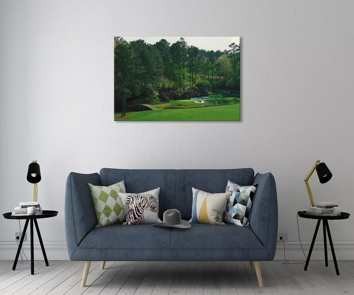 Augusta National Golf Course Wall Art for Office Living Room Bedroom Bathroom Wall Decorations Golf Course Picture Poster Framed Artwork Canvas Prints Ready to Hang(12''H x 16''W)