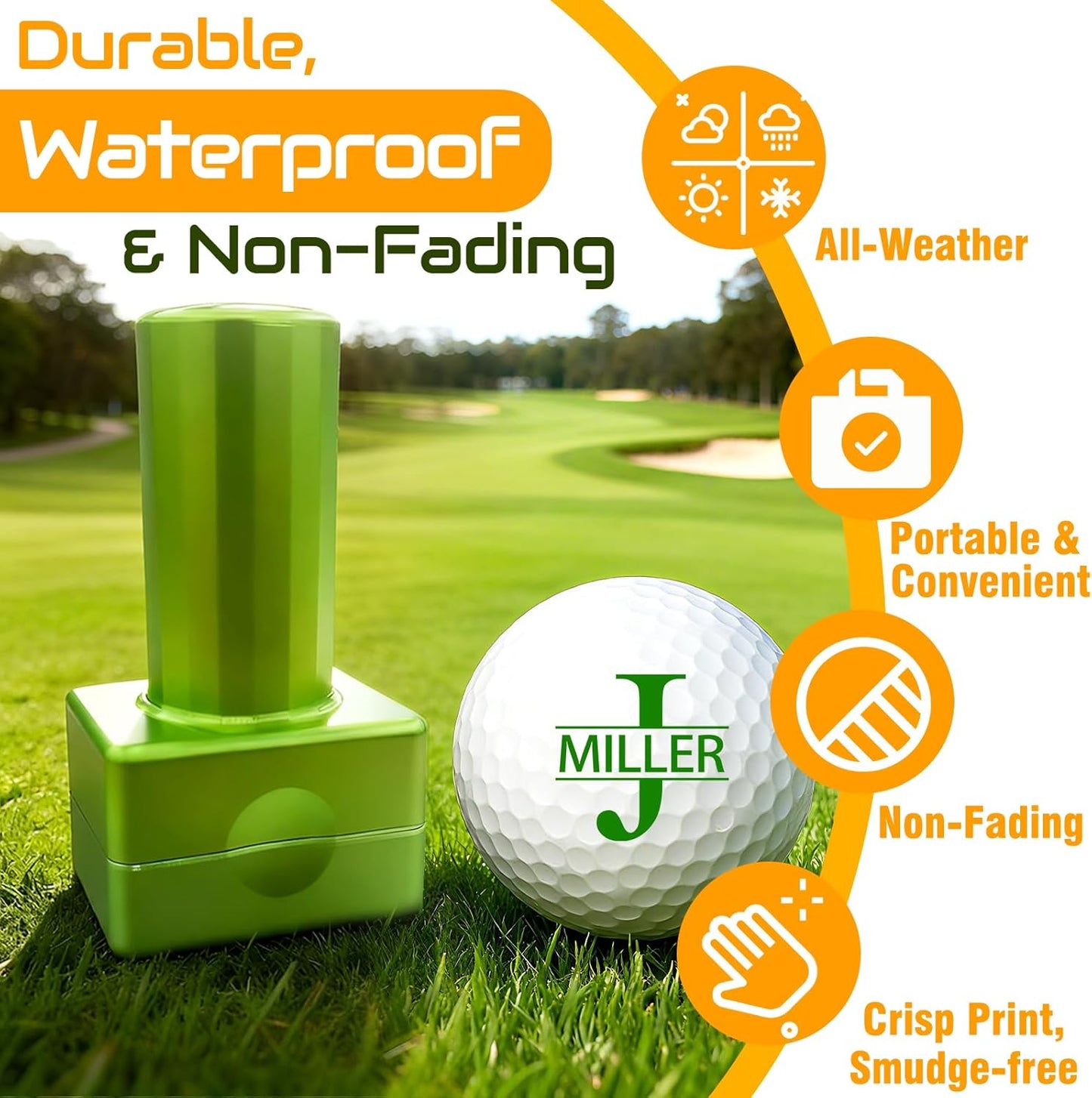 Custom Golf Ball Stamps, Personalized Waterproof Golf Ball Marker with Ink, Customized Golf Accessories Gifts for Men Women Golfer