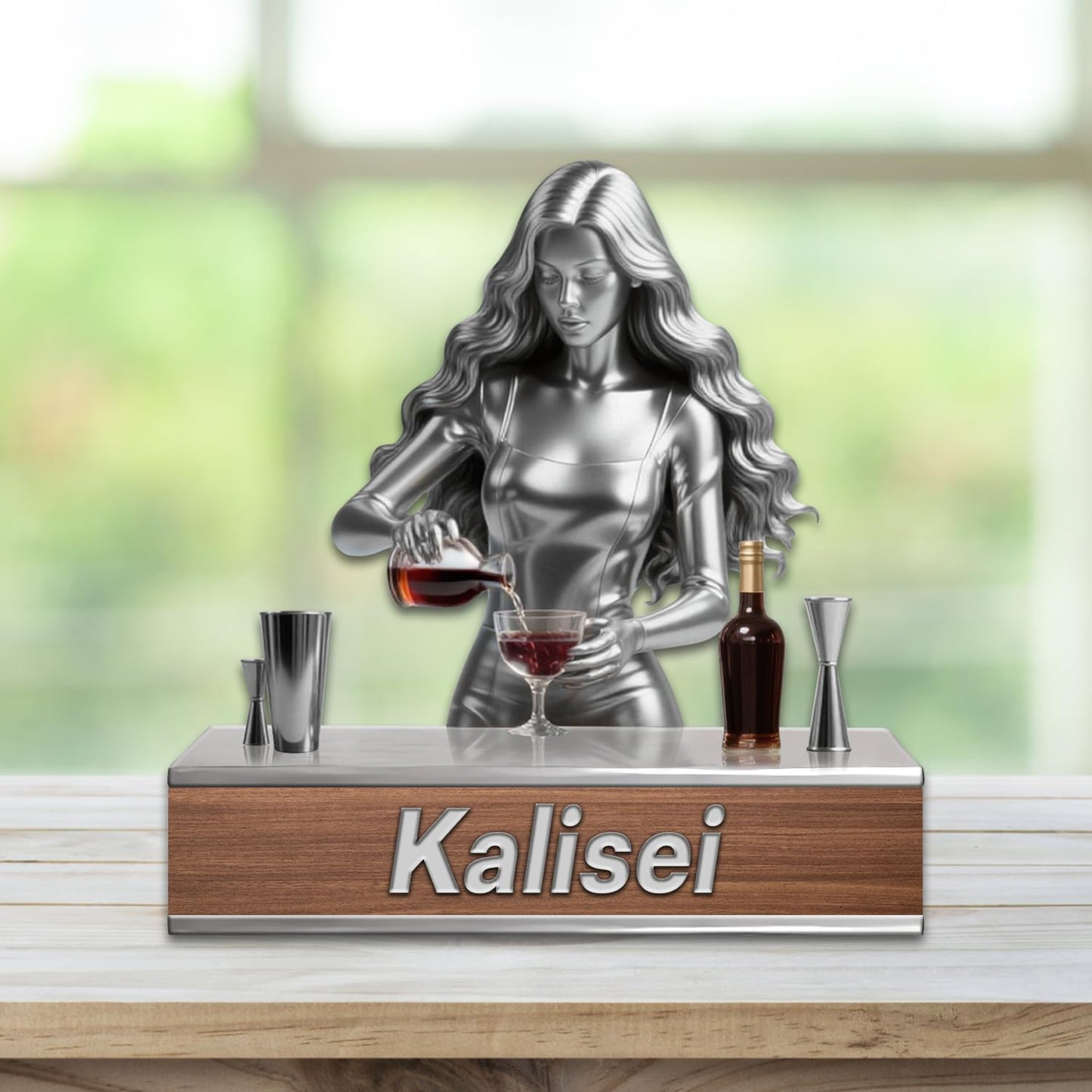 Personalized Bartender Figurine Desktop Ornaments for Bedroom Bar Club Custom Bartender Name Acrylic Plaque Sign Doctor Home Decor Gift for Men Women Family Friends