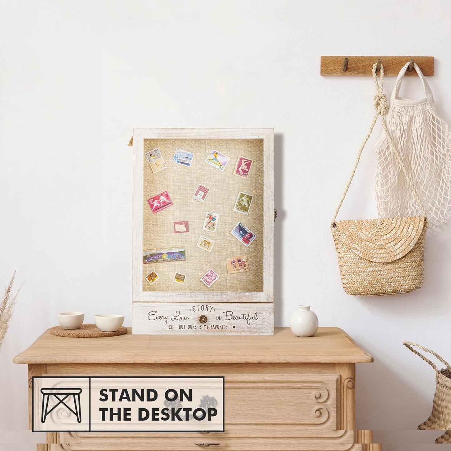 AW BRIDAL 11X16 Large Shadow Box Picture Frames Deep Shadow Boxes Display Cases with Removable Shelves and Drawers, White Wooden Memory Boxes for Keepsakes with Slot Ideas