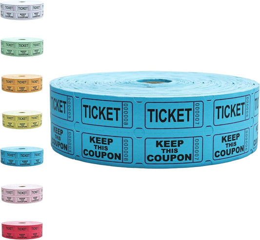 Raffle Tickets Roll - 2000 Tickets Double Roll for Fundraisers, Carnivals, Events - Durable Stub Design, Easy Tear & Organize(Blue)