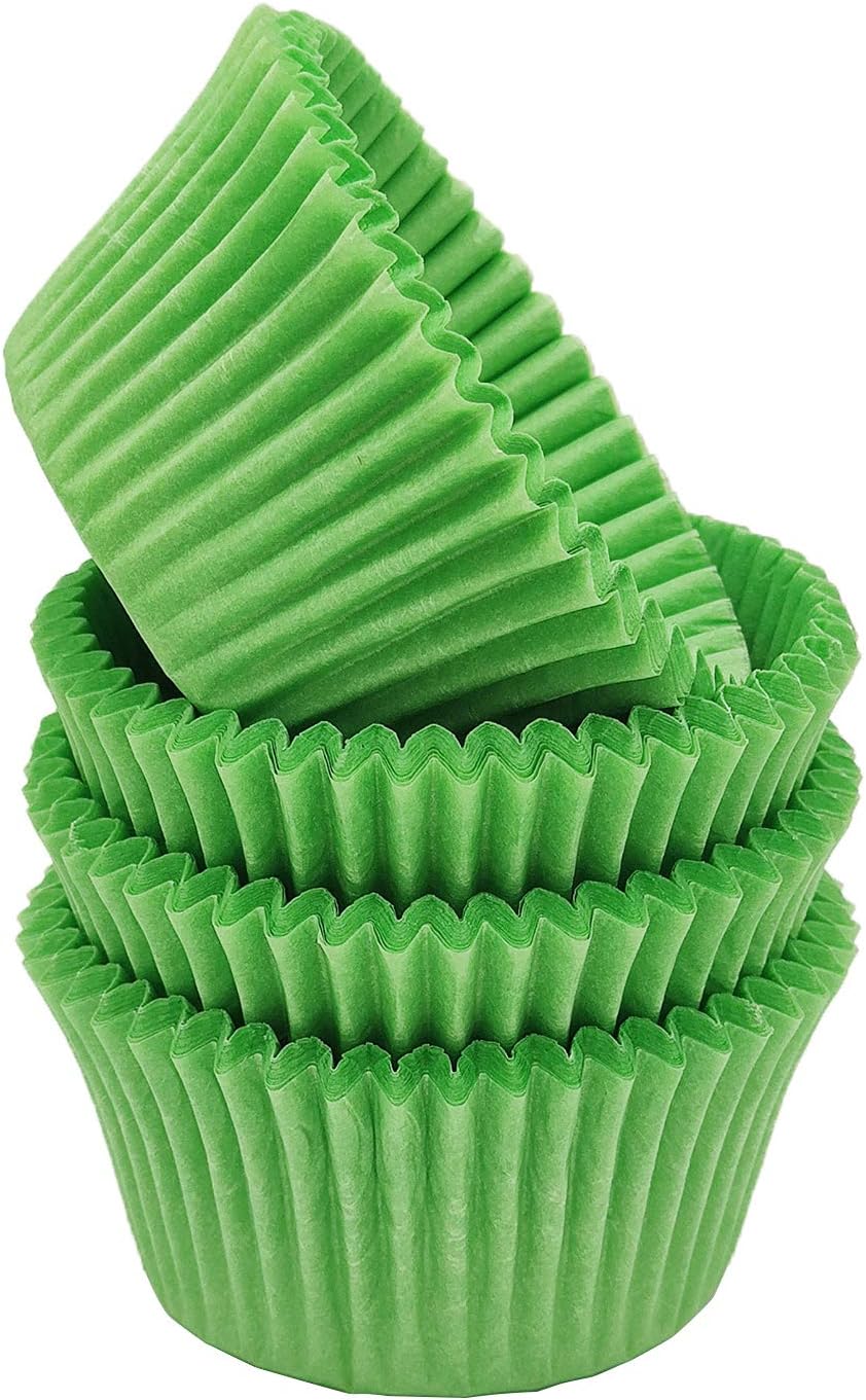 Premium Green Greaseproof Cupcake Liners Muffin Paper Baking Cups Standard Size, 100-Count