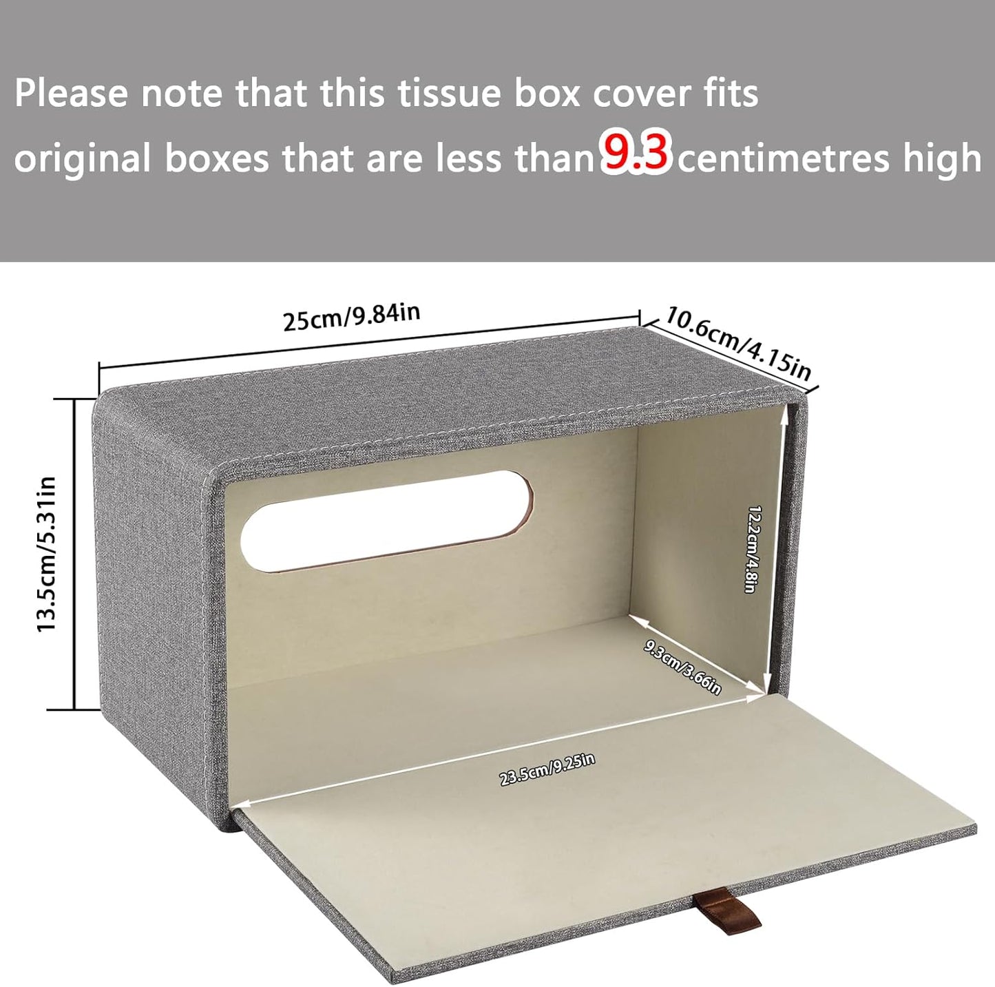 Tissue Box Cover Rectangle Tissue Box Holder PU Leather Facial Organizer with Magnetic Bottom,Decorative Napkin Caddy for Vanity Dresser Night Stand Table Countertop Home Office Car,Grey