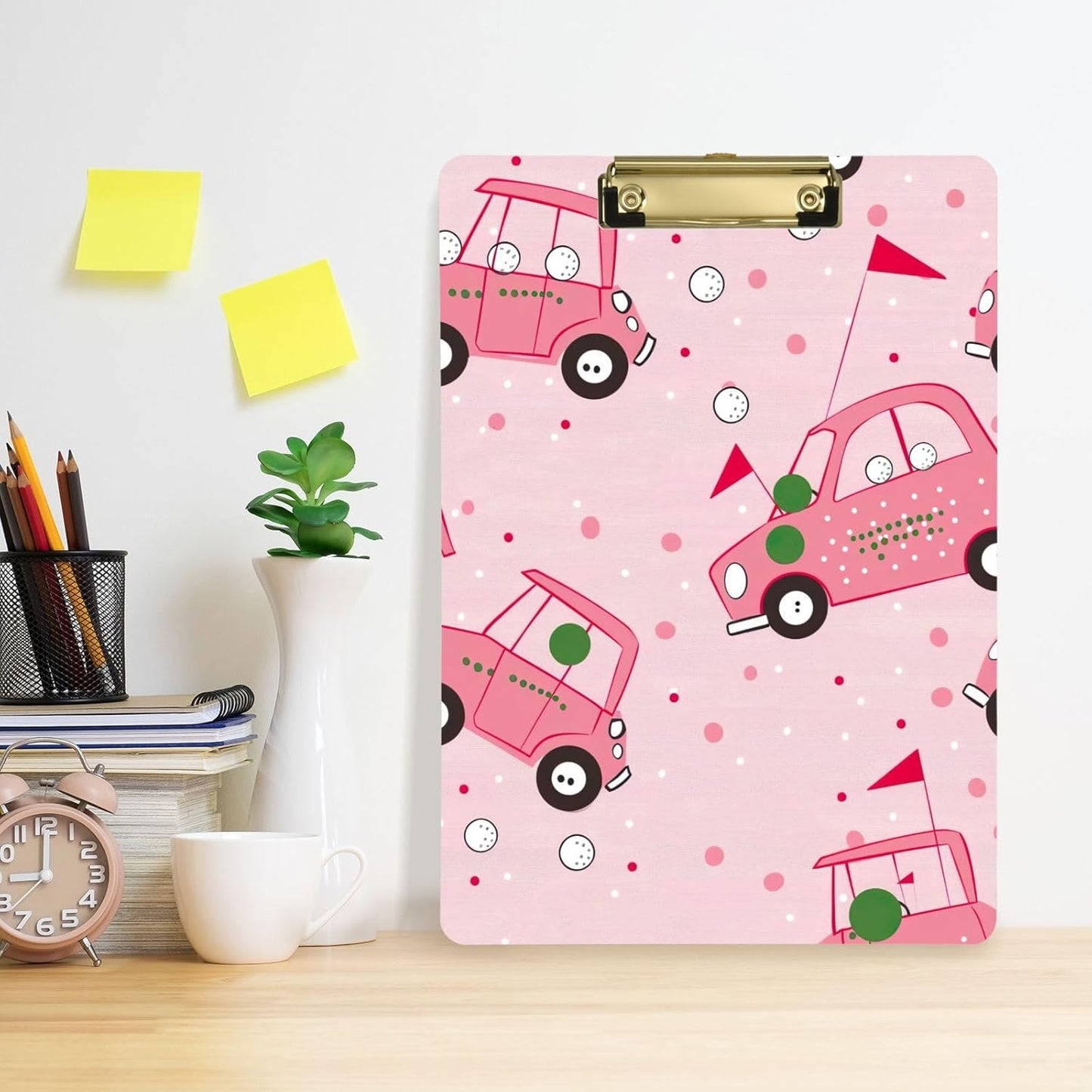 Golf CarThick Clear Acrylic Clipboard with Shiny Gold/Silver Finish Clip21344655