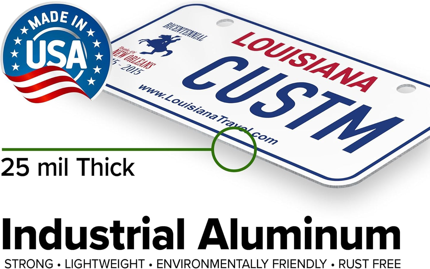 Mini License Plates, Personalized License Plates, Custom for Car, Bikes, ATV, Kids Car, Golf Cart, Jeep, 2x4 Inch, Rust-Free Fade Resistant Aluminum, USA Made by My Sign Center (Louisiana)
