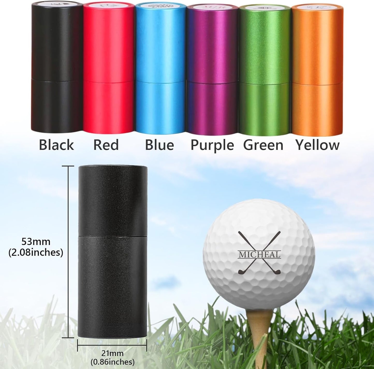 Custom Golf Ball Stamp Marker, Quick-Dry Self-Inking Golf Ball Personalized Stamp with Logo Monogram, Reusable Waterproof Golf Ball Marking Gift for Men Golfer & Dad Husband, Golf Balls Stamp