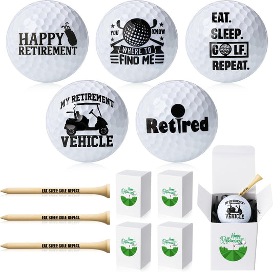 LaRandom 10 Sets Retirement Gifts for Men Women Golf Retirement Gift Set Funny Golf Balls, Tees and Gift Box for Dad Coworkers Golfers Husband