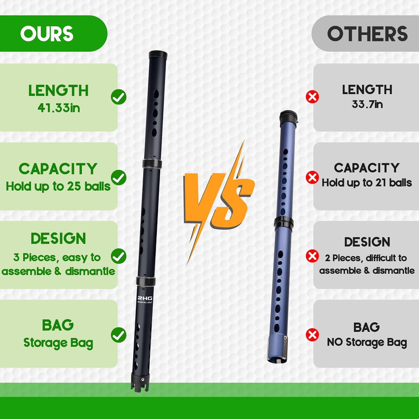 Golf Ball Retriever, Aluminum Alloy Picker Upper Tube, Golf Balls Shagger Grabber, Ball Collector, Pickup Tool Device for Men Women