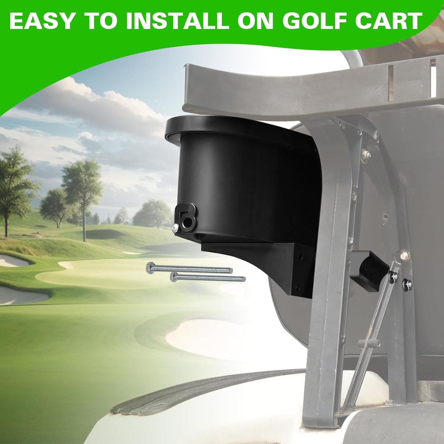 Golf Cart Ball Washer and Club Cleaner Kit with Side Bracket, Golf Ball Washer Cleaner for EZGO, Club Car, Yamaha, Advanced EV, Star EV, Universal & Detachable