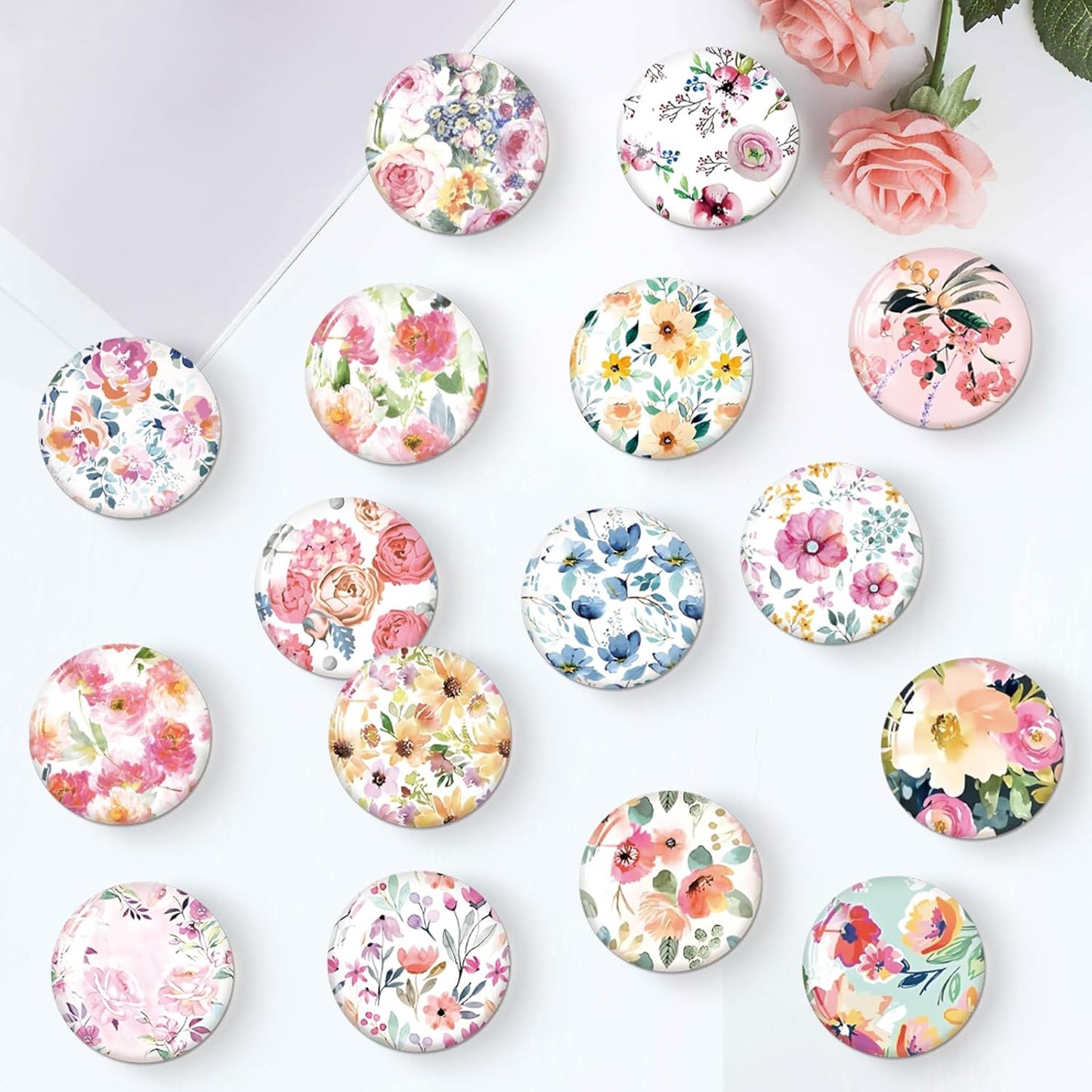 MORCART Fridge Magnets Colorful Flower Decoration for Refrigerator Locker Whiteboard Decorative Magnetic Board Cabinets Classroom Office Cubicle School Cute 16PCS