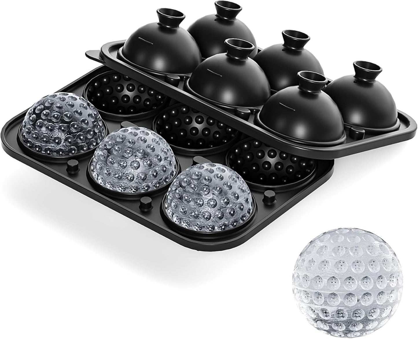 Bangp Golf Ball Ice Cube Molds,Novelty Golf Gifts Ball Ice Maker Mold,2.2" Large Sphere Round Ice Cube Mold,Fun Shapes Large Whiskey Ice Cube Tray for Cocktails,Bourbon