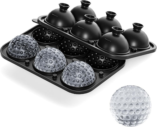 Bangp Golf Ball Ice Cube Molds,Novelty Golf Gifts Ball Ice Maker Mold,2.2" Large Sphere Round Ice Cube Mold,Fun Shapes Large Whiskey Ice Cube Tray for Cocktails,Bourbon