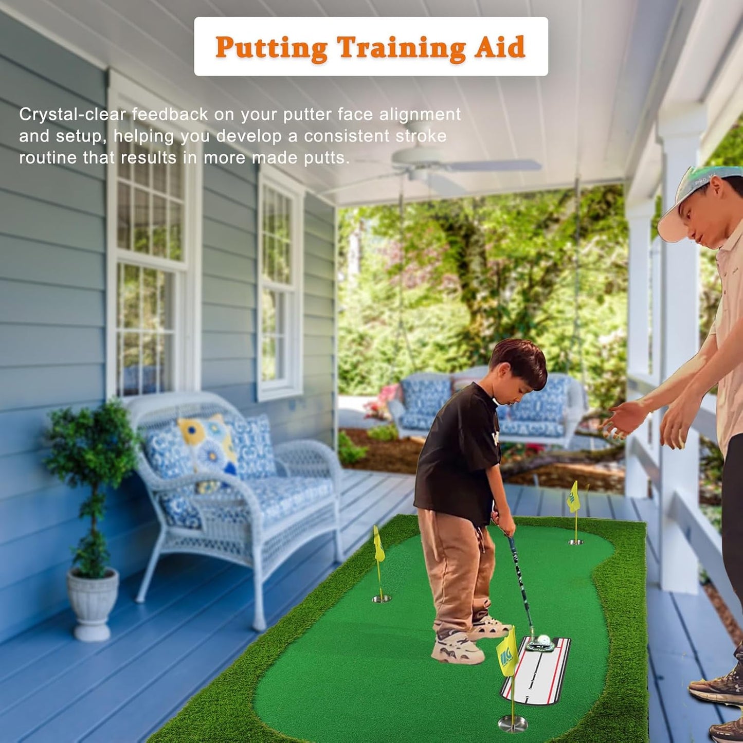 Golf Putting Green Large Golf Mat Practice Indoor Outdoor - 5 x 10 ft Pro Putting Trainer Game for Home Backyard Office